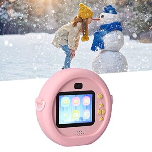 ciciglow Kids Camera, Portable Mini Pink Round Camera for Children 2.4 Inch 4000W IPS Selfie Video Kid's Toy Camera for Birthday Gifts, Waterproof Shockproof Shell Camera