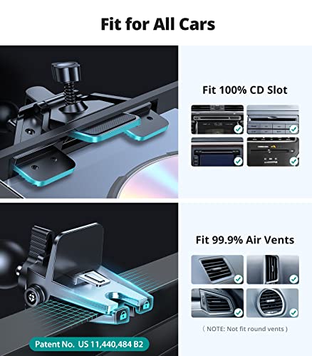 VICSEED 𝗠𝗶𝗹𝗶𝘁𝗮𝗿𝘆-𝗚𝗿𝗮𝗱𝗲 𝗦𝘁𝘂𝗿𝗱𝘆 Phone Mount for Car, 𝗨𝗽𝗴𝗿𝗮𝗱𝗲𝗱 𝗔𝗻𝘁𝗶 𝗦𝗵𝗮𝗸𝗲 CD Slot & Air Vent Thick Case Friendly Car Phone Holder Mount Fit for iPhone 14 13 All Phones