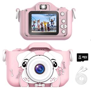 urmagic kids camera for girls and boys,2 inch hd screen 2000w dual-camera, children camera digital video,32gb sd card include, kid toys gift for christmas birthday, for 3 – 12 years old boys girls