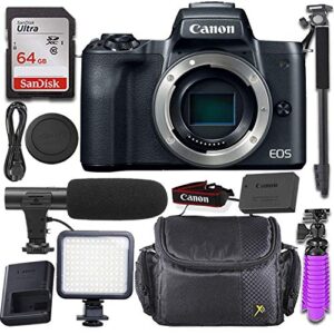 Canon EOS M50 Mirrorless Body Only Camera + Deluxe Video-Accessory Bundle (Renewed)