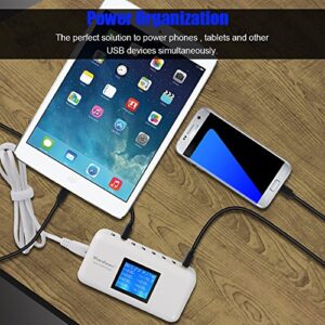 Multiple USB Charger, 60W/12A 8-Port Desktop Charger Charging Station Multi Port Travel Fast Wall Charger Hub with LCD for Smart Phones, Tablet and More (White)