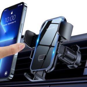 miracase phone mount for car vent, universal car phone holder mount [upgraded vent clip never fall off] hands free air vent cell phone holder for car cradle in vehicle compatible with all phones