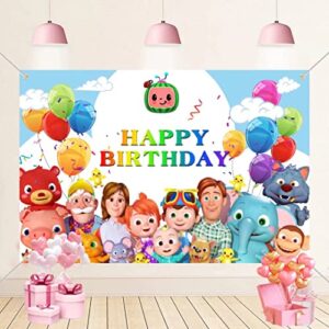 birthday party supplies for cocomelon, 5×3 ft birthday backdrop for cocomelon, cartoon family party decoration banner for baby shower birthday party