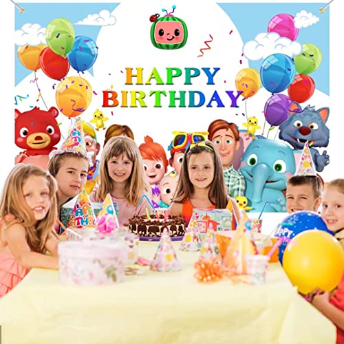 Birthday Party Supplies for Cocomelon, 5x3 Ft Birthday Backdrop for Cocomelon, Cartoon Family Party Decoration Banner for Baby Shower Birthday Party