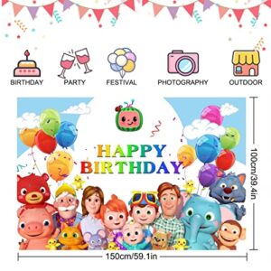 Birthday Party Supplies for Cocomelon, 5x3 Ft Birthday Backdrop for Cocomelon, Cartoon Family Party Decoration Banner for Baby Shower Birthday Party