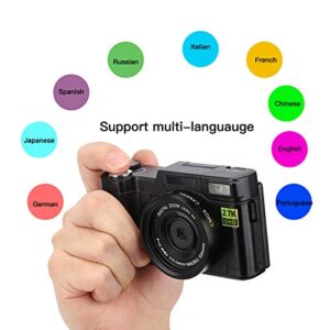 Goshyda 3in LCD Screen Digital Camera 180 Degree Rotation 2.7K 48MP High Definition Camera with Automatic Flash