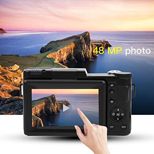 Goshyda 3in LCD Screen Digital Camera 180 Degree Rotation 2.7K 48MP High Definition Camera with Automatic Flash