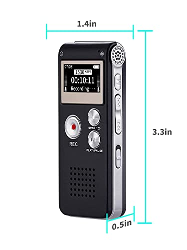 Digital Voice Recorder 16GB Voice Recorder with Playback for Lectures - USB Rechargeable Dictaphon Upgraded Small Tape Recorder