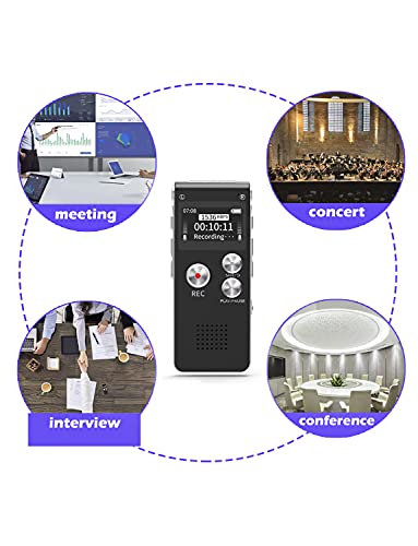 Digital Voice Recorder 16GB Voice Recorder with Playback for Lectures - USB Rechargeable Dictaphon Upgraded Small Tape Recorder