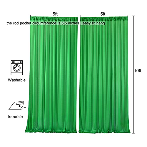 10ft x 10ft Green Backdrop Curtain for Parties Green Wrinkle Free Backdrop Drapes Panels for Baby Shower Birthday Party Photo Photography Photoshoot Polyester Fabric Background Decoration