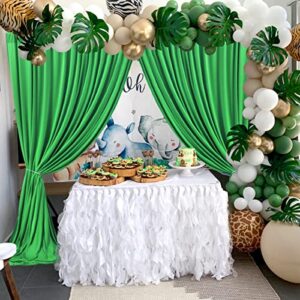 10ft x 10ft Green Backdrop Curtain for Parties Green Wrinkle Free Backdrop Drapes Panels for Baby Shower Birthday Party Photo Photography Photoshoot Polyester Fabric Background Decoration