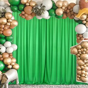 10ft x 10ft Green Backdrop Curtain for Parties Green Wrinkle Free Backdrop Drapes Panels for Baby Shower Birthday Party Photo Photography Photoshoot Polyester Fabric Background Decoration