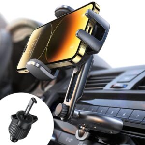 lisen adjustable phone mount for car, cd phone holder for iphone car holder mount ultra sturdy vent cell phone mount cd slot car cell phone holder for iphone 14 samsung s23 all phones