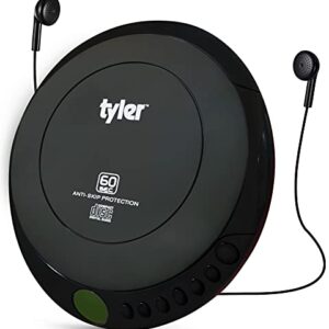 Tyler Portable CD Player Small Handheld Walkman Anti-Skip Shockproof Quality Earbuds Included Great for Kids Car Home Travel Gym USB AUX Output Disc CD-R CD-RW in-Car Compatible Compact & Lightweight