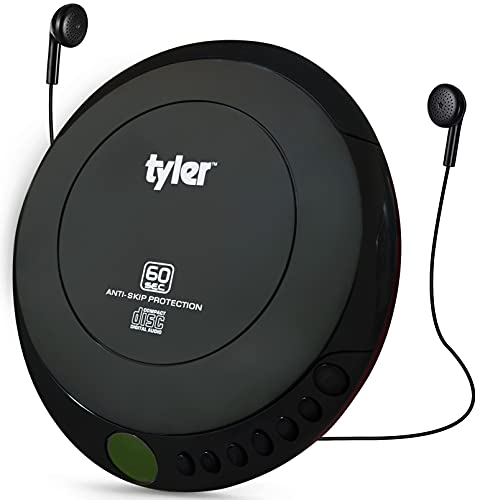 Tyler Portable CD Player Small Handheld Walkman Anti-Skip Shockproof Quality Earbuds Included Great for Kids Car Home Travel Gym USB AUX Output Disc CD-R CD-RW in-Car Compatible Compact & Lightweight