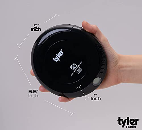 Tyler Portable CD Player Small Handheld Walkman Anti-Skip Shockproof Quality Earbuds Included Great for Kids Car Home Travel Gym USB AUX Output Disc CD-R CD-RW in-Car Compatible Compact & Lightweight