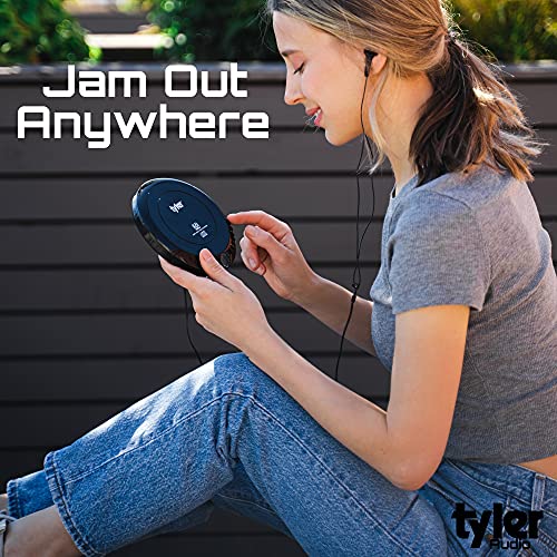 Tyler Portable CD Player Small Handheld Walkman Anti-Skip Shockproof Quality Earbuds Included Great for Kids Car Home Travel Gym USB AUX Output Disc CD-R CD-RW in-Car Compatible Compact & Lightweight