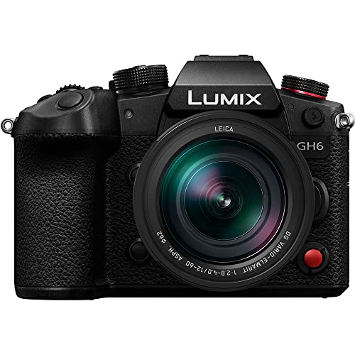 Panasonic Lumix GH6 Mirrorless Camera with 12-60mm f/2.8-4 Lens (DC-GH6LK) + Sony 64GB Tough SD Card + Filter Kit + Wide Angle Lens + Telephoto Lens + Lens Hood + Card Reader + More (Renewed)