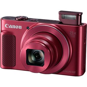 Canon PowerShot SX620 HS Digital Camera (Red) (1073C001) + 64GB Memory Card + 2 x NB13L Battery + Corel Photo Software + Charger + Card Reader + LED Light + Soft Bag + More (Renewed)