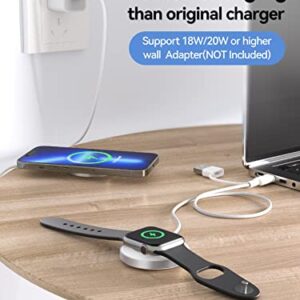 NEWDERY Magnetic Wireless Charger, for Apple Watch Charger, with Mag-Safe Charger and 18W Fast Charging Pad for iPhone 14/13/12 Pro Max Plus Mini, Smart Watch Ultra/8/7/6/5/4/3 and Airpods,USB A&C