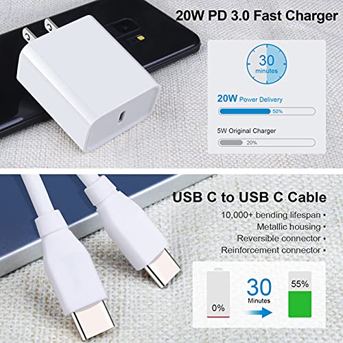 USB C Fast Charger for Google Pixel 7 7 Pro 6 6 Pro 6a 5 4 4A 4XL 3 3A 3XL 2 XL, Pad Pro, Samsung Galaxy A14 5G A13 A53 A03s S23 S22 S21 S20 FE A54, 20W 3A PD Power Adapter with 6FT Type C to C Cable