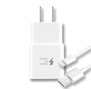 oem adaptive fast charger for samsung sm-t510 15w with certified usb type-c data and charging cable. (white 3.3ft 1m cable)