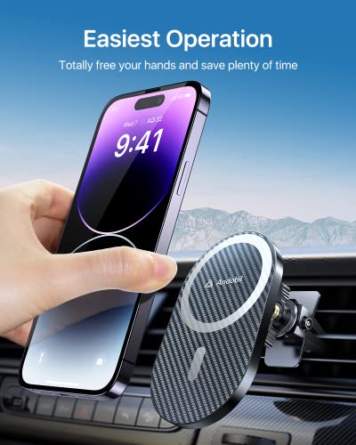 andobil Newest Magnetic Car Phone Mount Pro [Strongest Magnet, Big Phone Friendly] Ultra Stable MagSafe Car Vent Mount, Magnetic Phone Holder Car Fit for iPhone 14 13 12 Pro Max Android Samsung S23