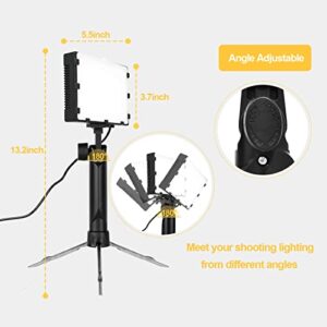 EMART Dimmable Photography Lighting Kit 11 Brightness, Continuous Portable 60 LED Video Light, Tabletop/Low-Angle Shooting, for Game Streams, Conference Zoom, YouTube with 4 Color Filters - 2 Packs