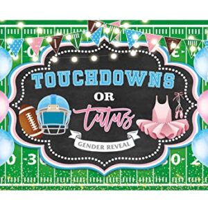 Funnytree Touchdowns or Tutus Gender Reveal Backdrop American Football Theme Pregnant Announcement Gender Neutral Party Supplies Baby Shower Banner Decoration Photo Booth Prop Background