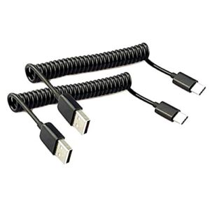 seadream 2pack coiled type-c usb c cable,coiled usb c to usb 2.0 a male charger cable for car galaxy s21 s20 s10,s9 s8, note 20 10 9 8 7, c9 stretched to 3 feet,1.5a