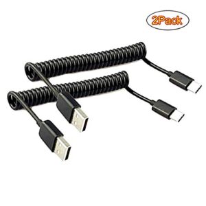 Seadream 2Pack Coiled Type-C USB C Cable,Coiled USB C to USB 2.0 A Male Charger Cable for Car Galaxy S21 S20 S10,S9 S8, Note 20 10 9 8 7, C9 Stretched to 3 Feet,1.5A