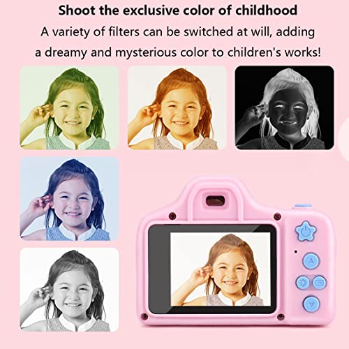 Kid Camera, Digital Camera 1080p for Kids, Toddler Camera Compact for Child Little Hands, Christmas Birthday Gifts for Girls Boys (Color : Pink, Memory Card : Without)