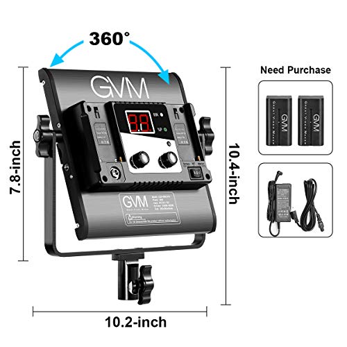 GVM 3 Pack LED Video Lighting Kits with APP Control, Bi-Color Variable 2300K~6800K with Digital Display Brightness of 10~100% for Video Photography, CRI97+ TLCI97 Led Video Light Panel +Barndoor