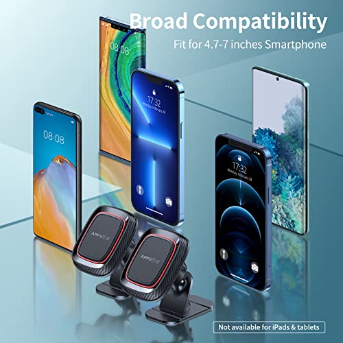 [2 Pack] Magnetic Phone Holder for Car, APPS2Car [Super Strong Magnet] Phone Mount for Car, Dashboard Magnetic Car Phone Holder Mount with Strong VHB Adhesive Mounting, Compatible with iPhone, Samsung