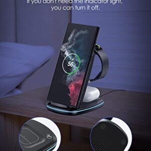 Wireless Charger 3 in 1, Foldable Fast Charging Station Compatible with Samsung Galaxy Watch 5 Pro/5/4/3/Active, S23 S23+ S22 S22+ S21 S20 Ultra FE/Note 20 10 9/ Z Flip Fold 4 3 2, Buds/2/Pro/Live