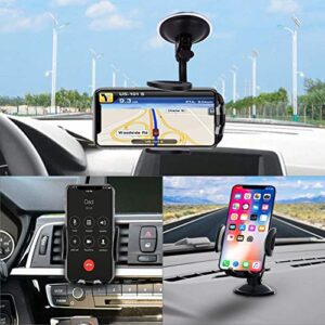 Vansky Car Phone Holder Mount, 3-in-1 Universal Cell Phone Holder Car Air Vent Holder Dashboard Mount Windshield Mount for iPhone 12 11 X XR 7/7 Plus, Samsung Galaxy S9 LG Sony and More