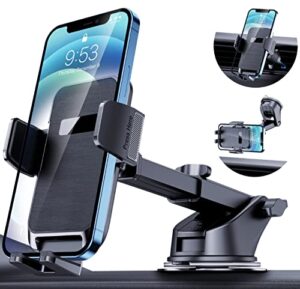 phone mount for car phone mount [military-grade super suction] phone holder car mount for iphone automobile cell phone accessories for dashboard windshield air vent fit all iphone android smartphones