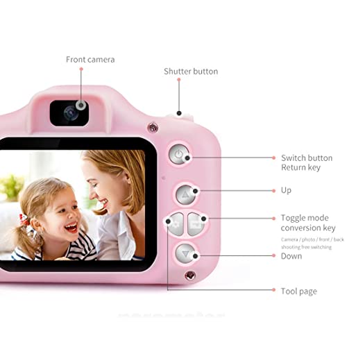 LINXHE Kids Camera for Girls Boys, 20MP1080P Digital Camera for Toddler, Soft Silicone Shockproof Case, Great Gift for Girls Boys (Color : Pink, Memory Card : with 32g Memory Card)
