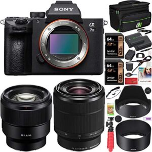 sony a7iii full frame mirrorless camera ilce-7m3k/b with 2 lens sel2870 fe 28-70mm f3.5-5.6 oss and sel85f18 fe 85mm f1.8 set + deco gear case 2 x 64gb memory cards extra battery kit deluxe bundle