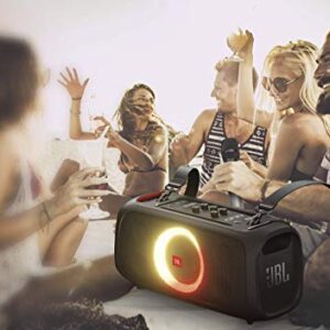 JBL PartyBox On-The-Go Portable Party Speaker with Built-in Lights Black (Renewed) (with Microphone)
