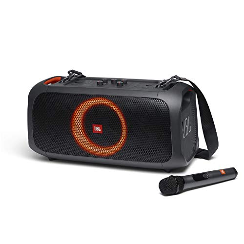 JBL PartyBox On-The-Go Portable Party Speaker with Built-in Lights Black (Renewed) (with Microphone)