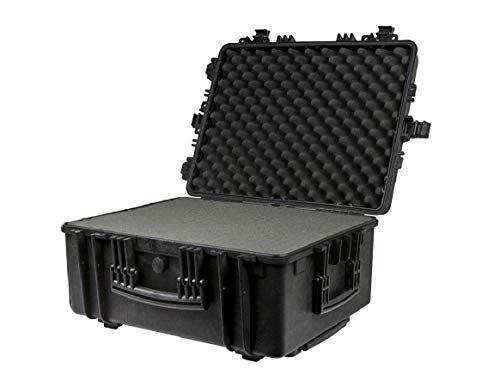 Monoprice Weatherproof / Shockproof Hard Case with Wheels - Black IP67 level dust and water protection up to 1 meter depth with Customizable Foam, 25" x 19" x 11"