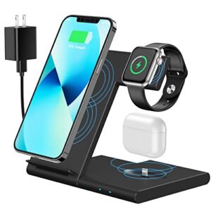 wireless charging station,foldable 3 in 1 wireless charger for apple watch 8/ultra/7/6/se/5/4/3/2/airpods pro/2/3,compatible with iphone 14/13/12/se/11/x/xs/xr/xs max/8 plus/samsung galaxy phone pink