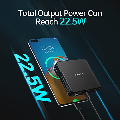 Sanag Portable Charger Power Bank Fast Charging Wireless USB C Wall Charger 10000 mAh for Cell Phones Powerbank with 4 Outputs 2 Inputs LED Display Built-in Wall Plug and Cables