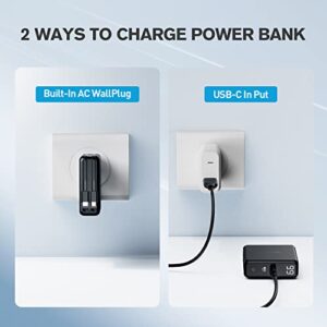 Sanag Portable Charger Power Bank Fast Charging Wireless USB C Wall Charger 10000 mAh for Cell Phones Powerbank with 4 Outputs 2 Inputs LED Display Built-in Wall Plug and Cables