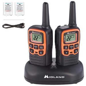 midland – x-talker t51vp3, 22 channel frs two-way radio – extended range walkie talkies, 38 privacy codes, noaa weather alert (pair pack) (black/orange)