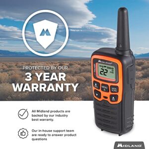 Midland - X-TALKER T51VP3, 22 Channel FRS Two-Way Radio - Extended Range Walkie Talkies, 38 Privacy Codes, NOAA Weather Alert (Pair Pack) (Black/Orange)