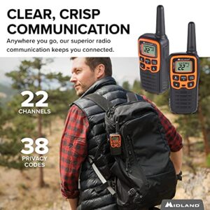 Midland - X-TALKER T51VP3, 22 Channel FRS Two-Way Radio - Extended Range Walkie Talkies, 38 Privacy Codes, NOAA Weather Alert (Pair Pack) (Black/Orange)