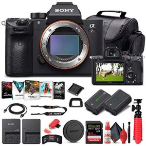 sony alpha a7r iv mirrorless digital camera (body only) (ilce7rm4/b) + 64gb memory card + np-fz-100 battery + corel photo software + case + external charger + card reader + hdmi cable + more (renewed)
