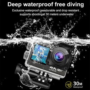 Idoravan 4K Digital Camera for Photography, 2.0 LCD Screen, HD Resolution, 24 MP Vlogging Camera Wide-Angle Lens, Macro Lens,128 GB Card for Traveling Diving with Rechargeable Batteries